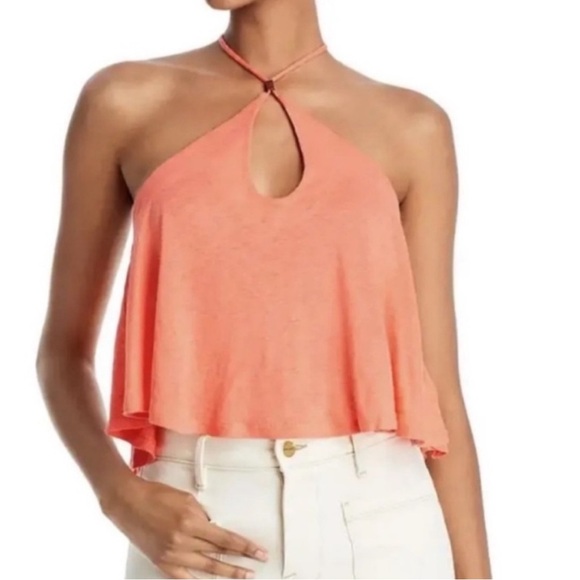 New! Free People Long Weekend Linen Blend Knit Halter Tank - Picture 2 of 11